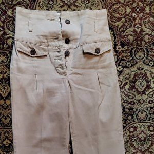 High Waist Khaki Denim Sailor Slacks